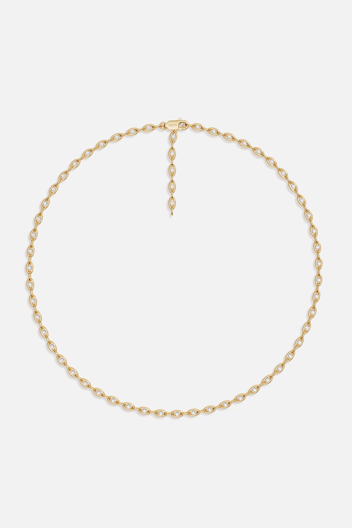 APM Necklace in golden color, luminous links flowing with effortless modern elegance.