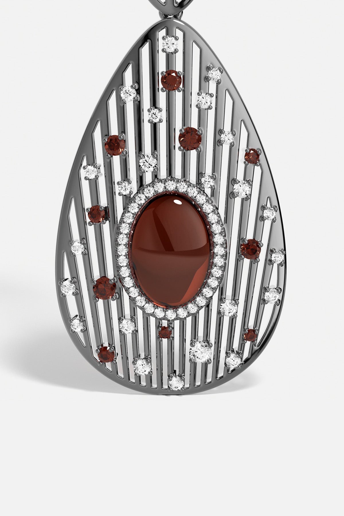 APM Monaco pendant, a teardrop of deep garnet glow and starlit sparkle.