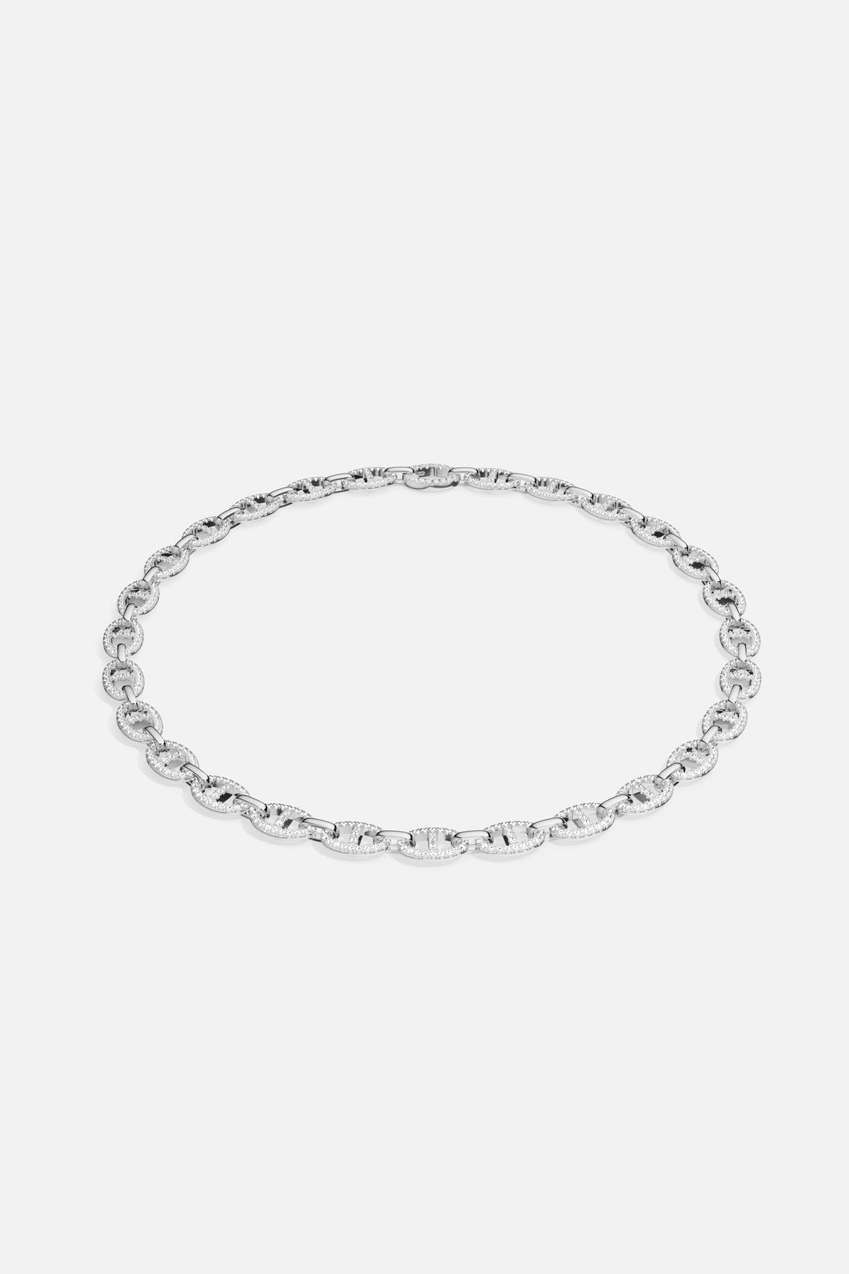 APM Chain Necklace, a luminous rhodium finish for effortless everyday elegance.