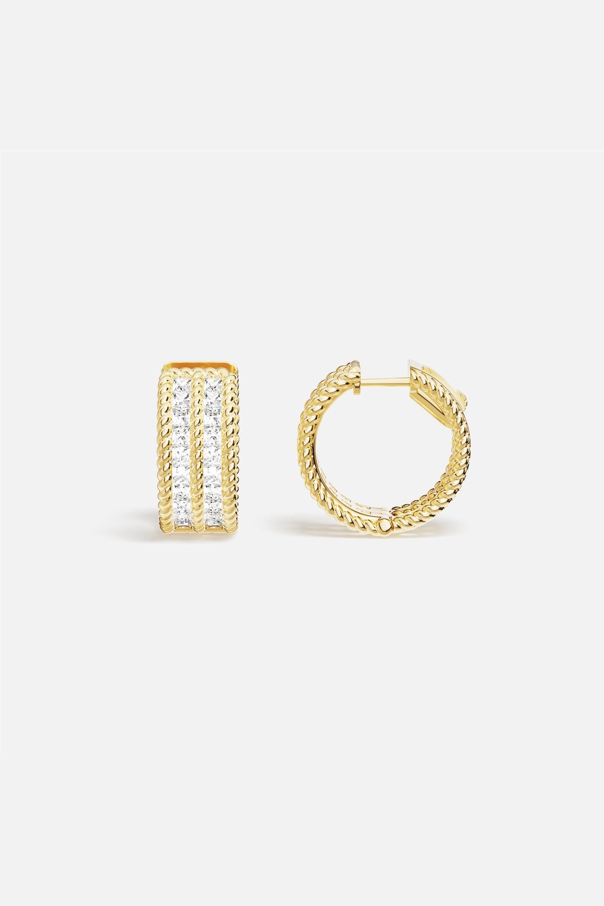 APM Hoop Earrings in golden color, twisted elegance meets a luminous sparkle.