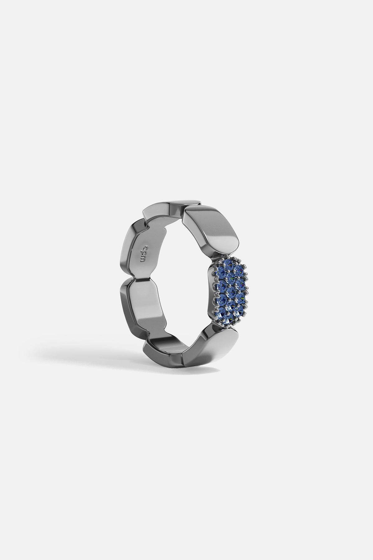APM MOANCO grey ring with blue stones on white background