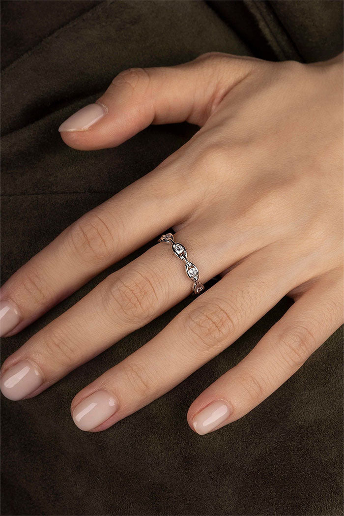 APM MONACO Pavé Chain Ring in silver