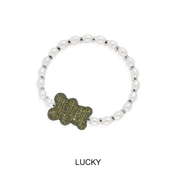 APM Monaco Lucky Yummy Bear Pearl Bracelet in Silver