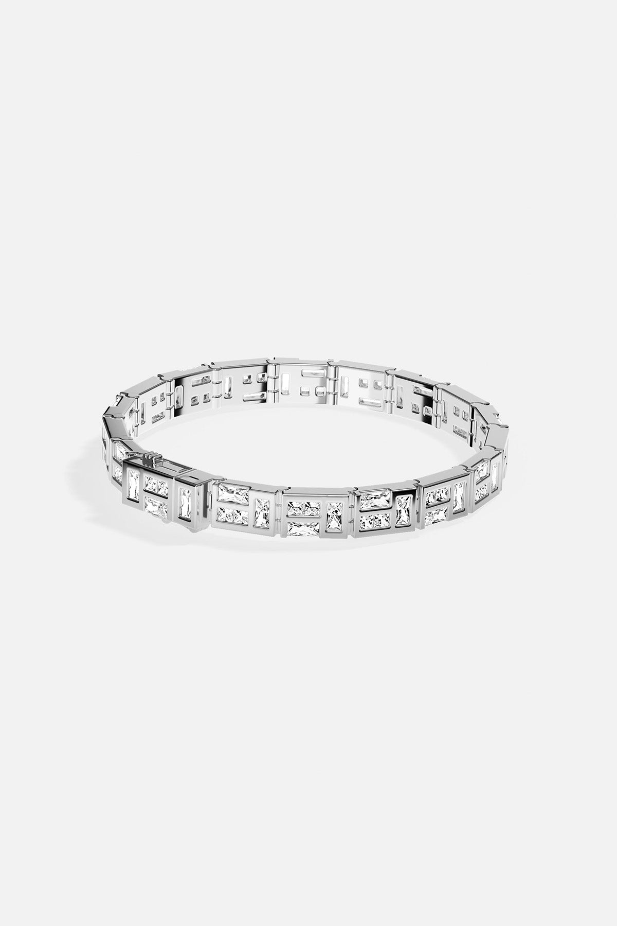 APM MONACO labyrinth bracelet in silver on a white background