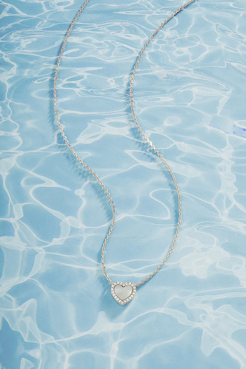 Mini White Nacre Heart Adjustable Necklace