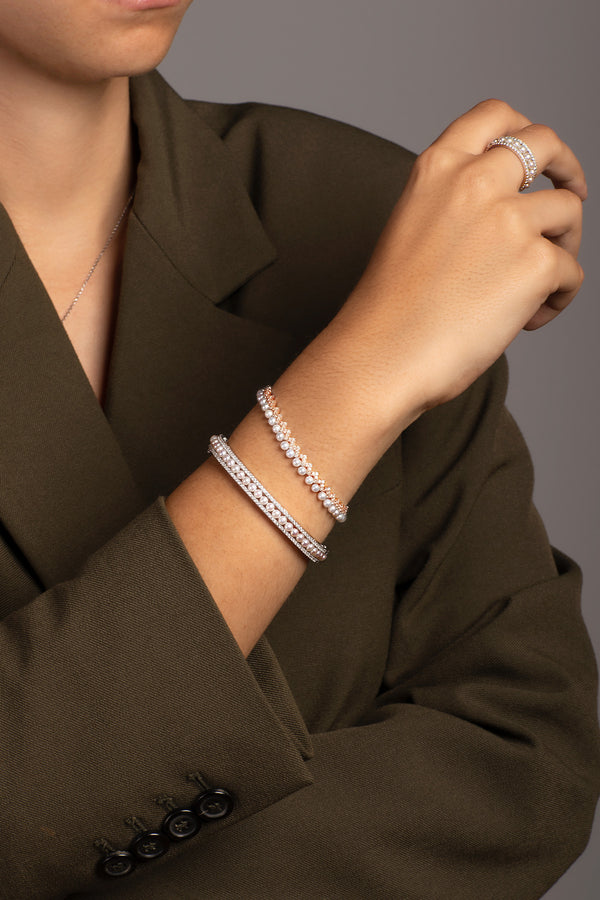 APM Monaco Up and Down Adjustable Bracelet with Pearls in APM Alloy