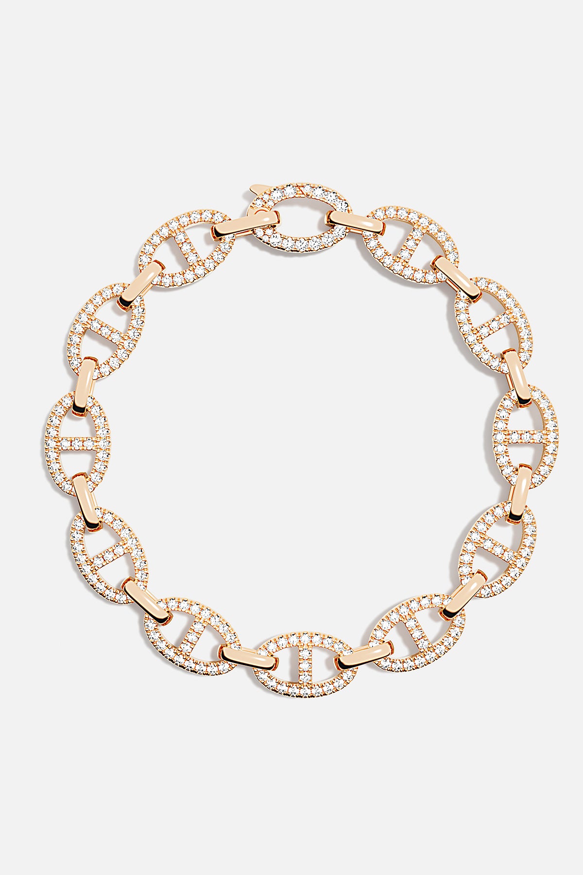 Bracelets APM Monaco: rose gold maille marine chain with diamond accents.