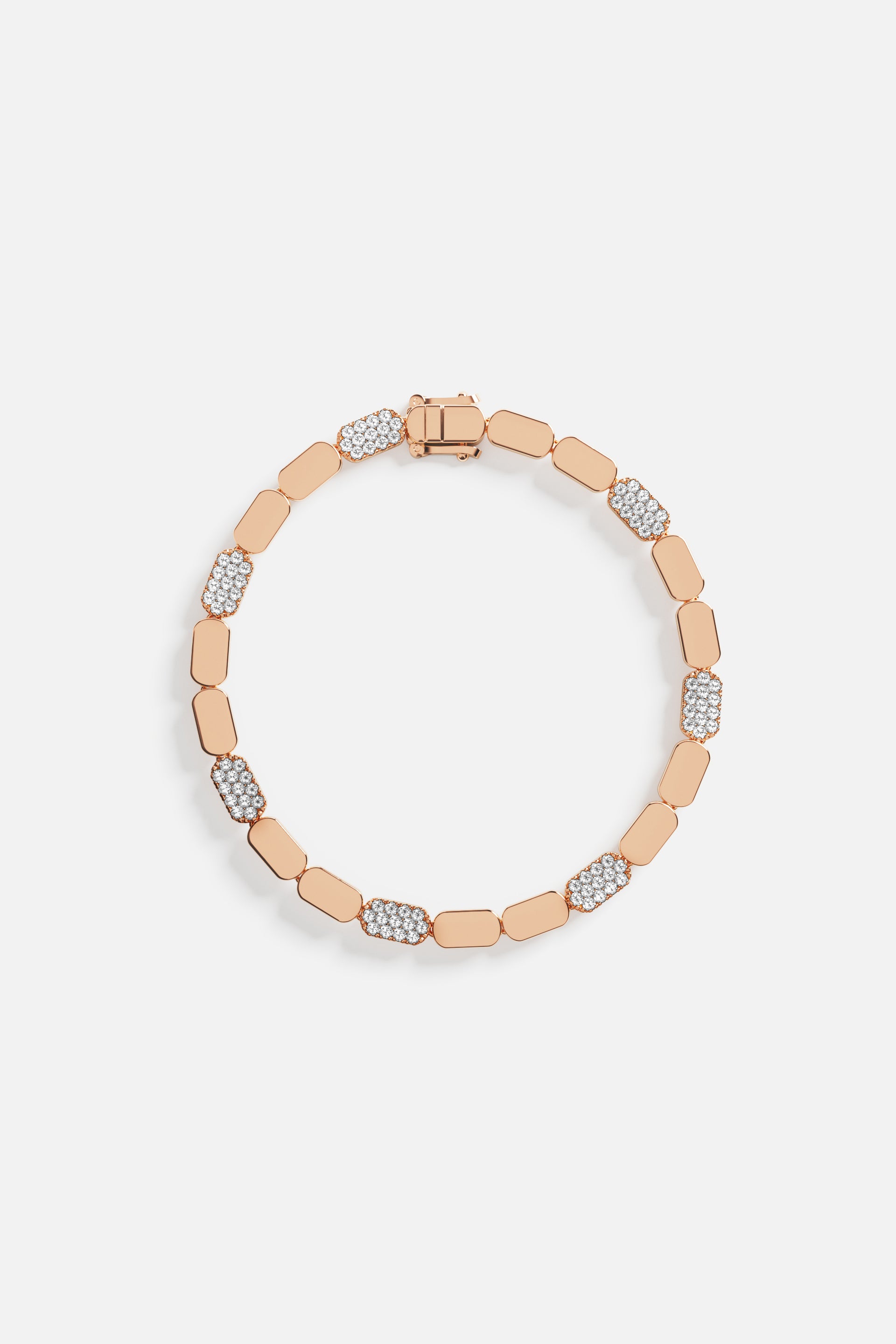 Bracelets APM Monaco rose gold bracelet with alternating pavé diamond rectangles.