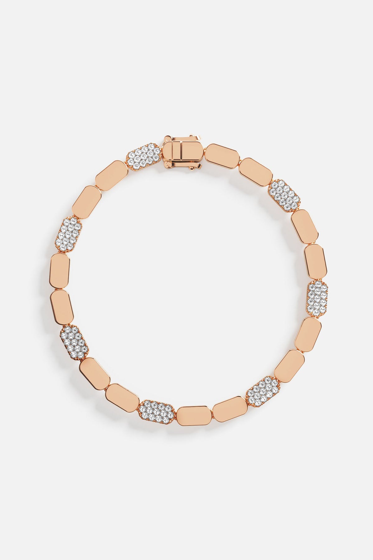 Bracelets APM Monaco rose gold bracelet with alternating pavé diamond rectangles.