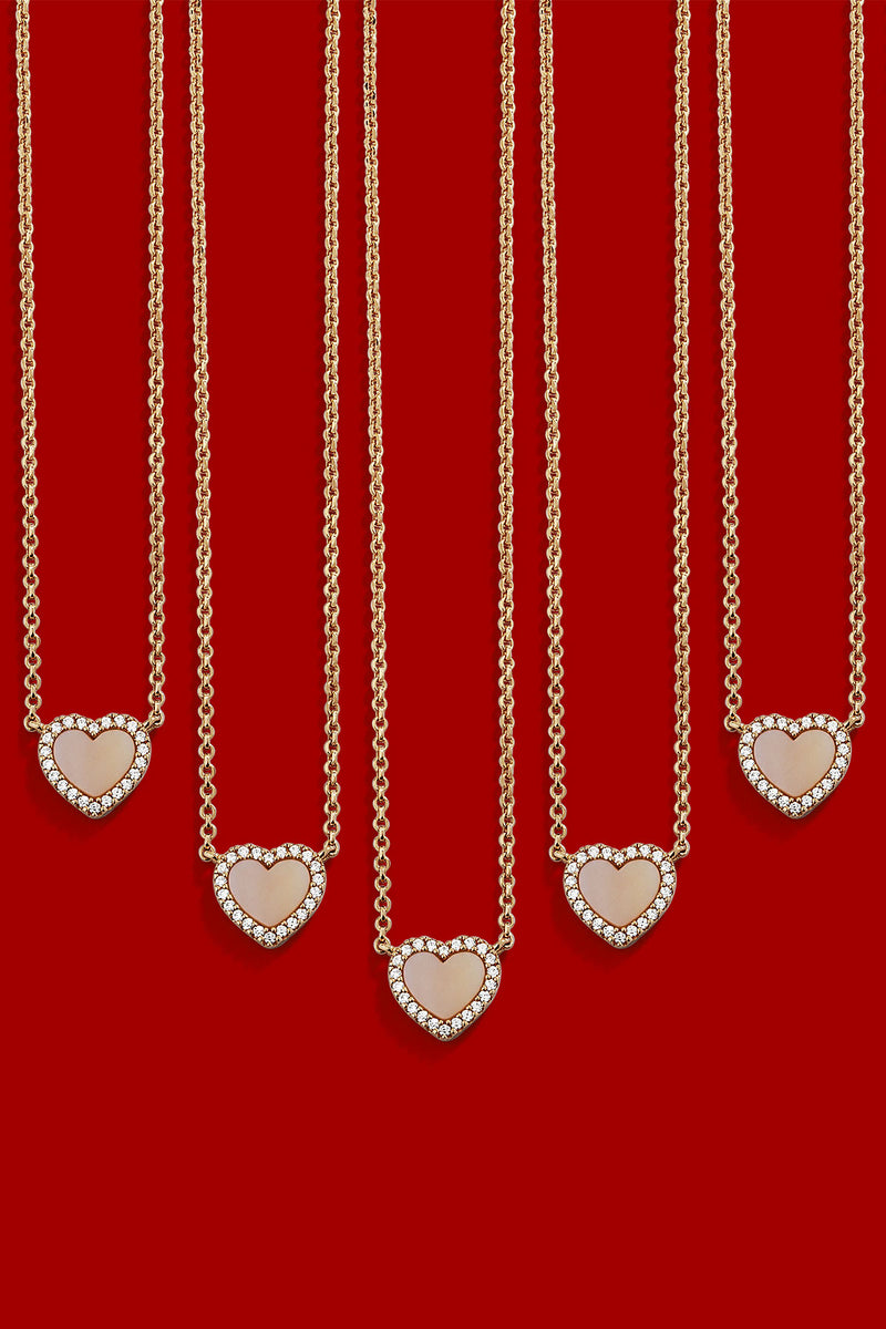 Pink Nacre Heart Adjustable Necklace
