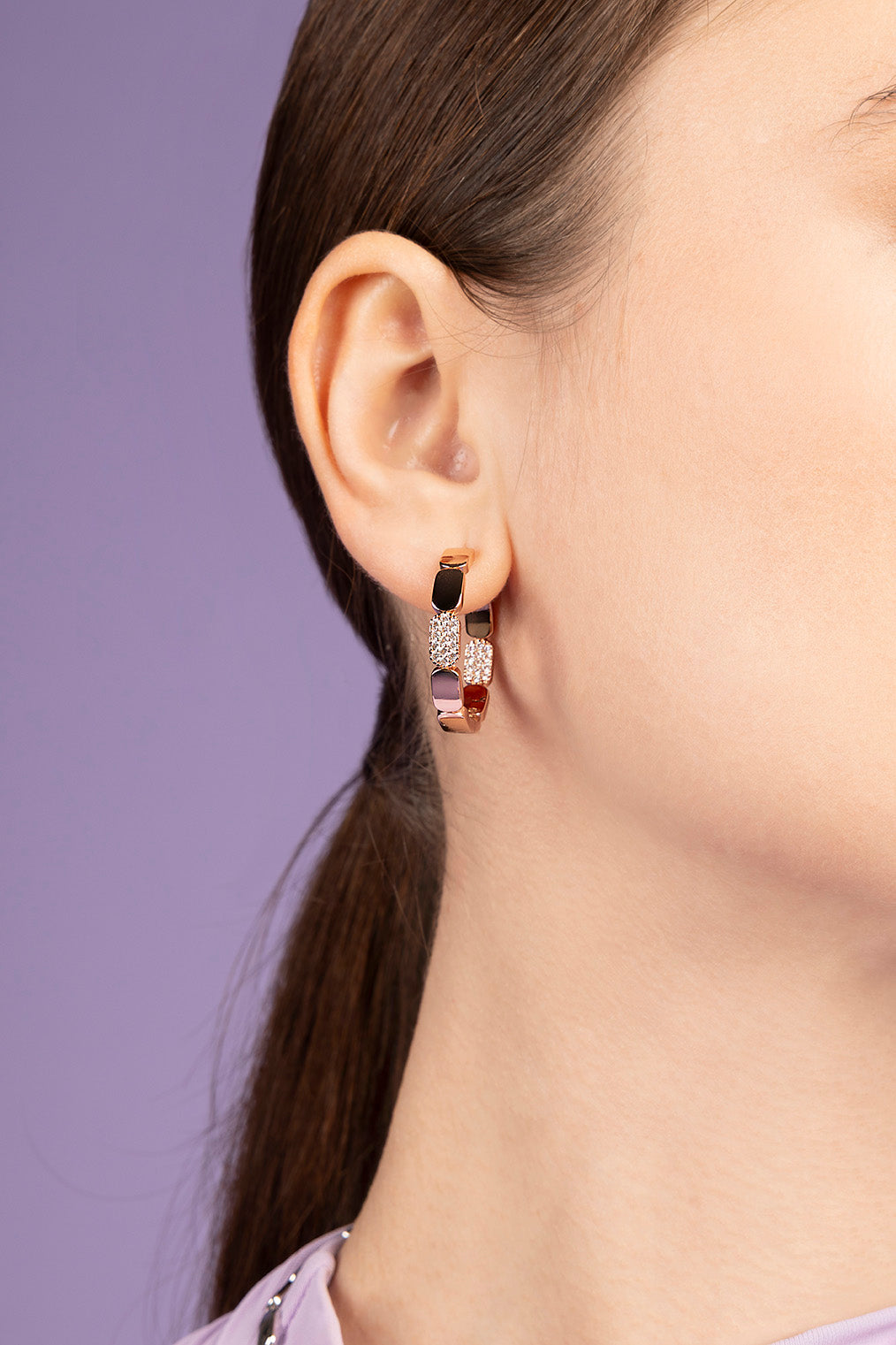 APM MONACO dainty rose gold hoop earrings