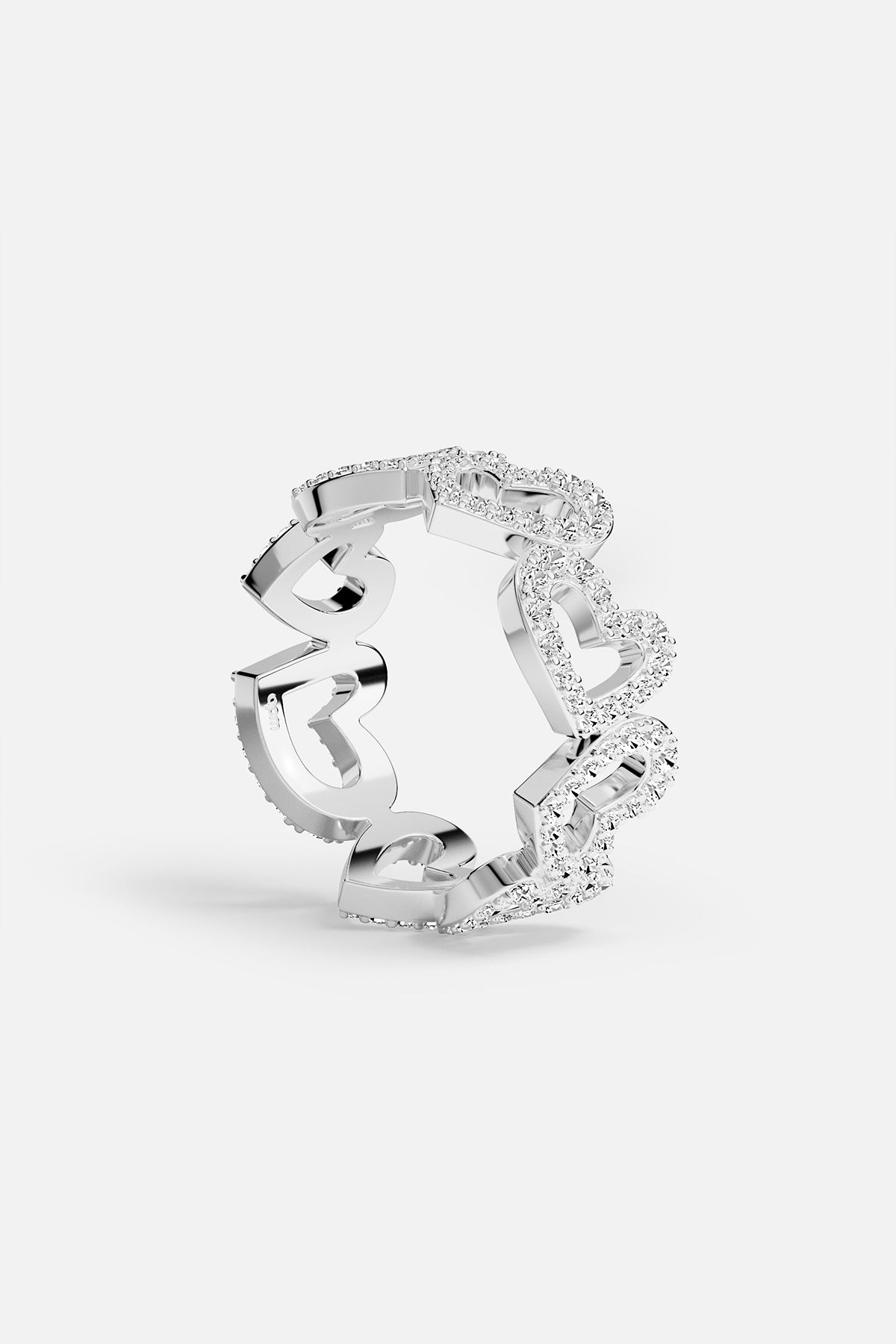 alloy ring with heart design on a white background