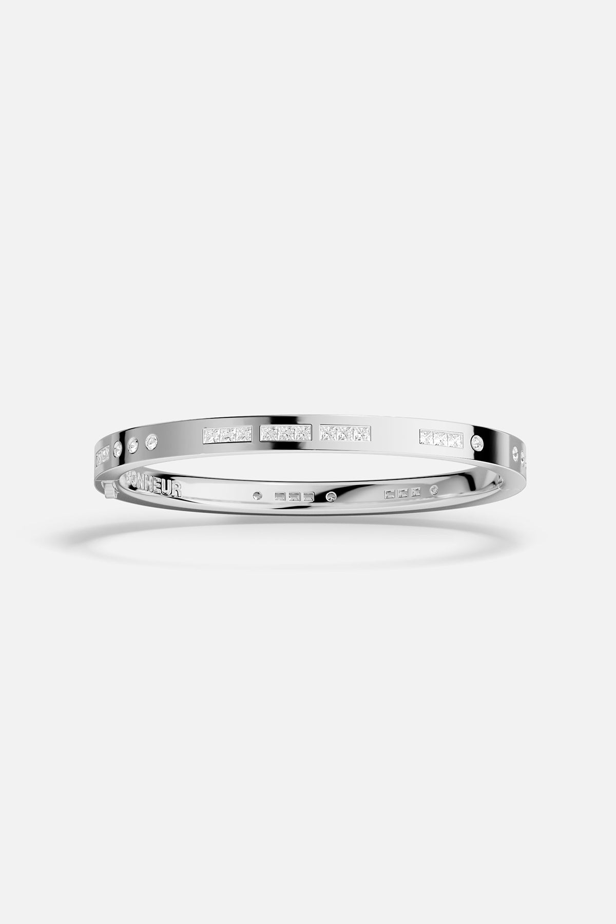 APM MONACO bonheur morse code bangle on white background