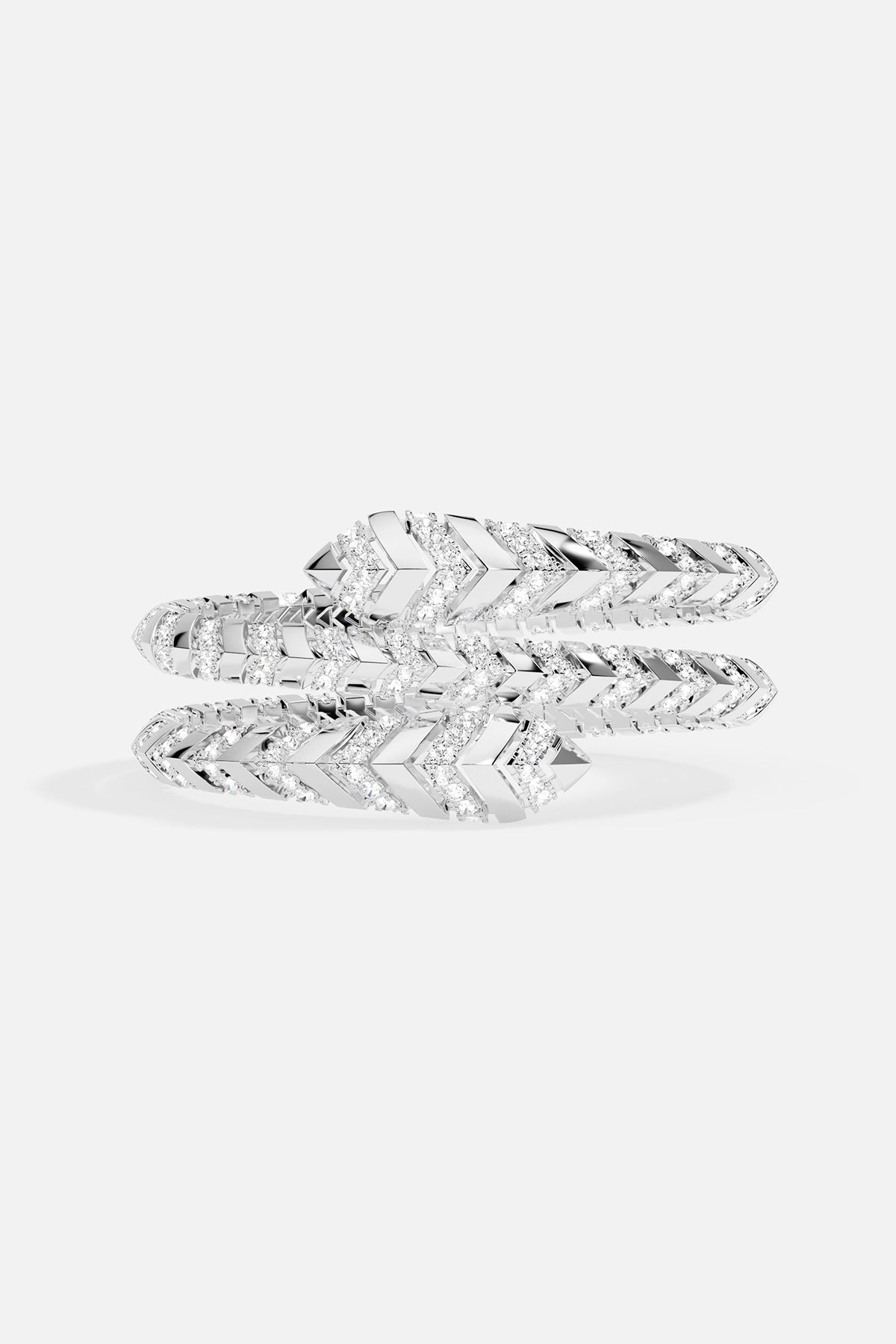 Double Palm Tree Bangle in Silver tone on a white background