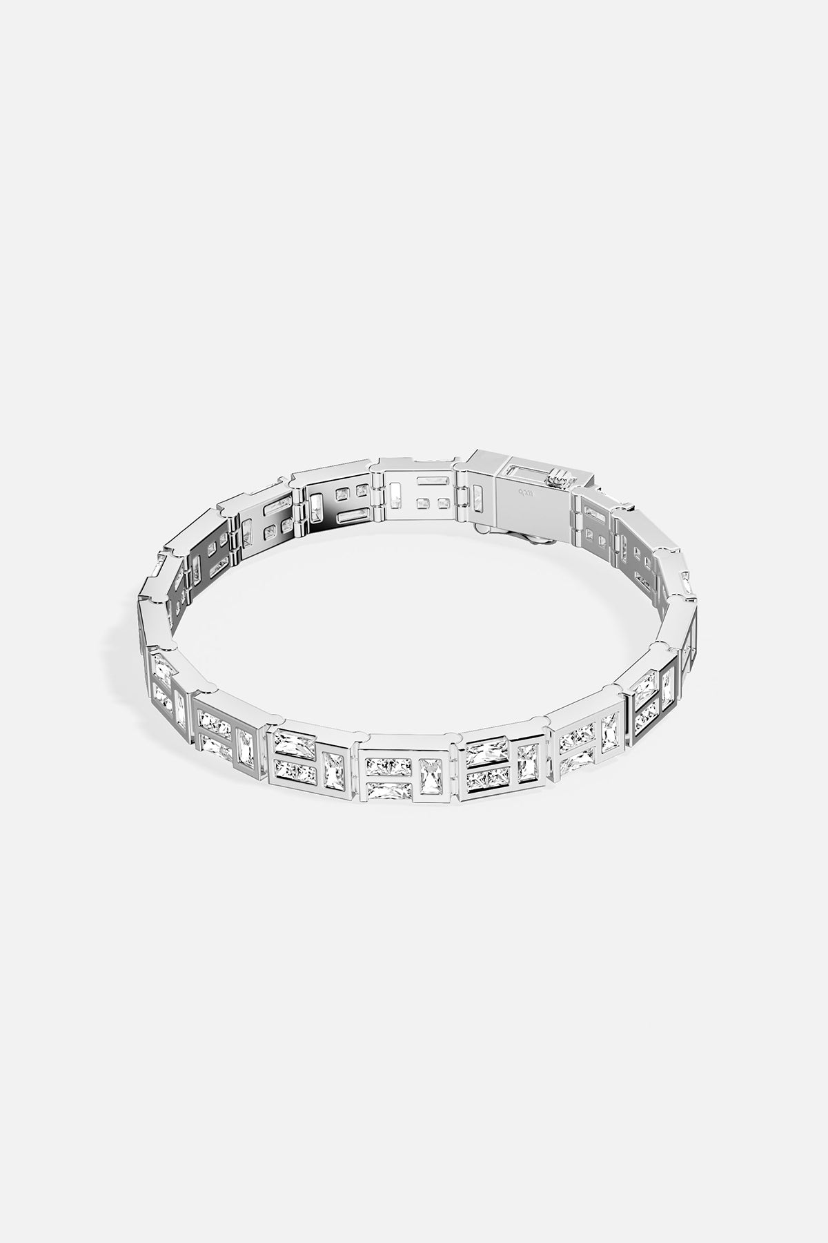 APM MONACO labyrinth bracelet in silver tone on a white background