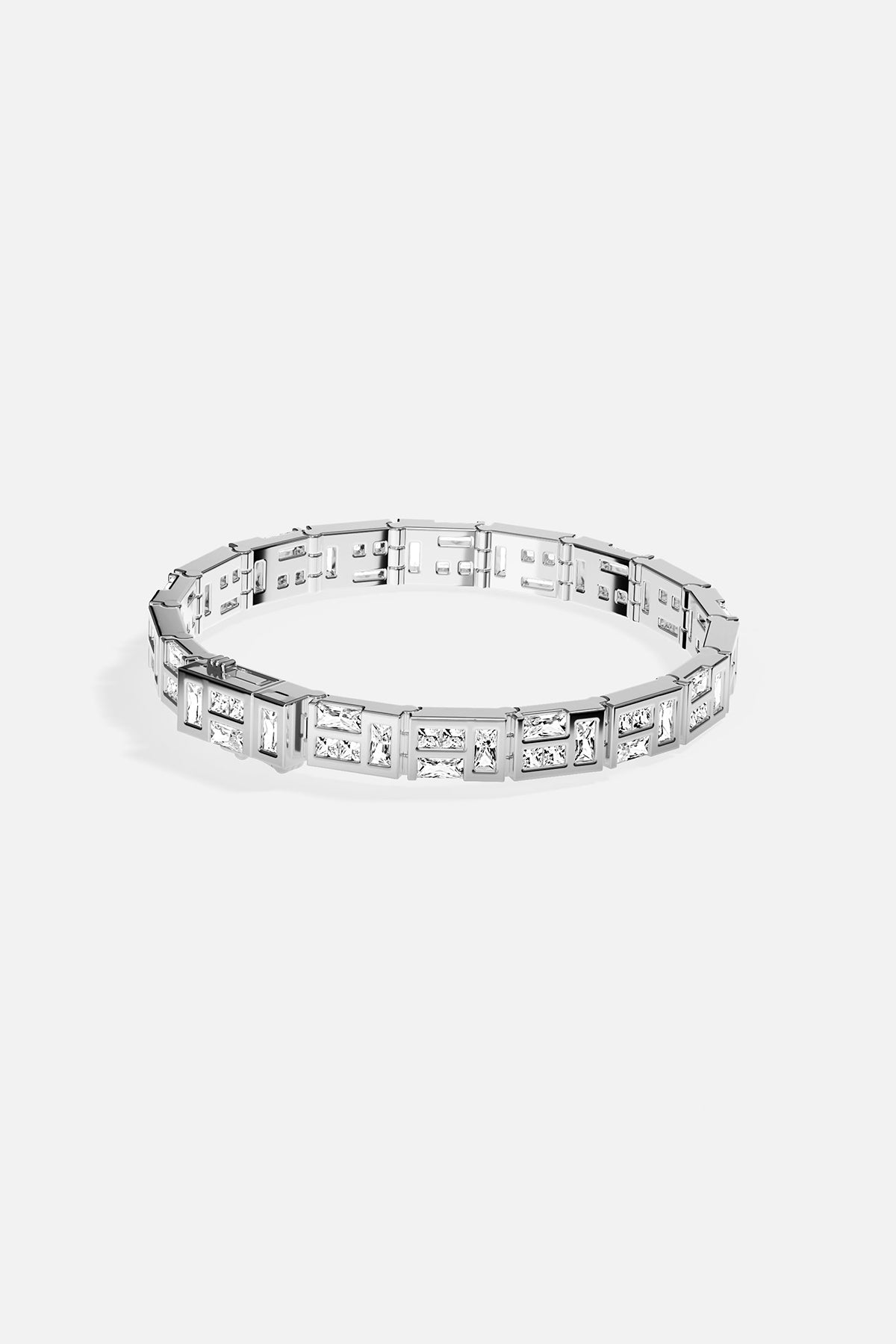 APM MONACO labyrinth bracelet in silver tone on a white background