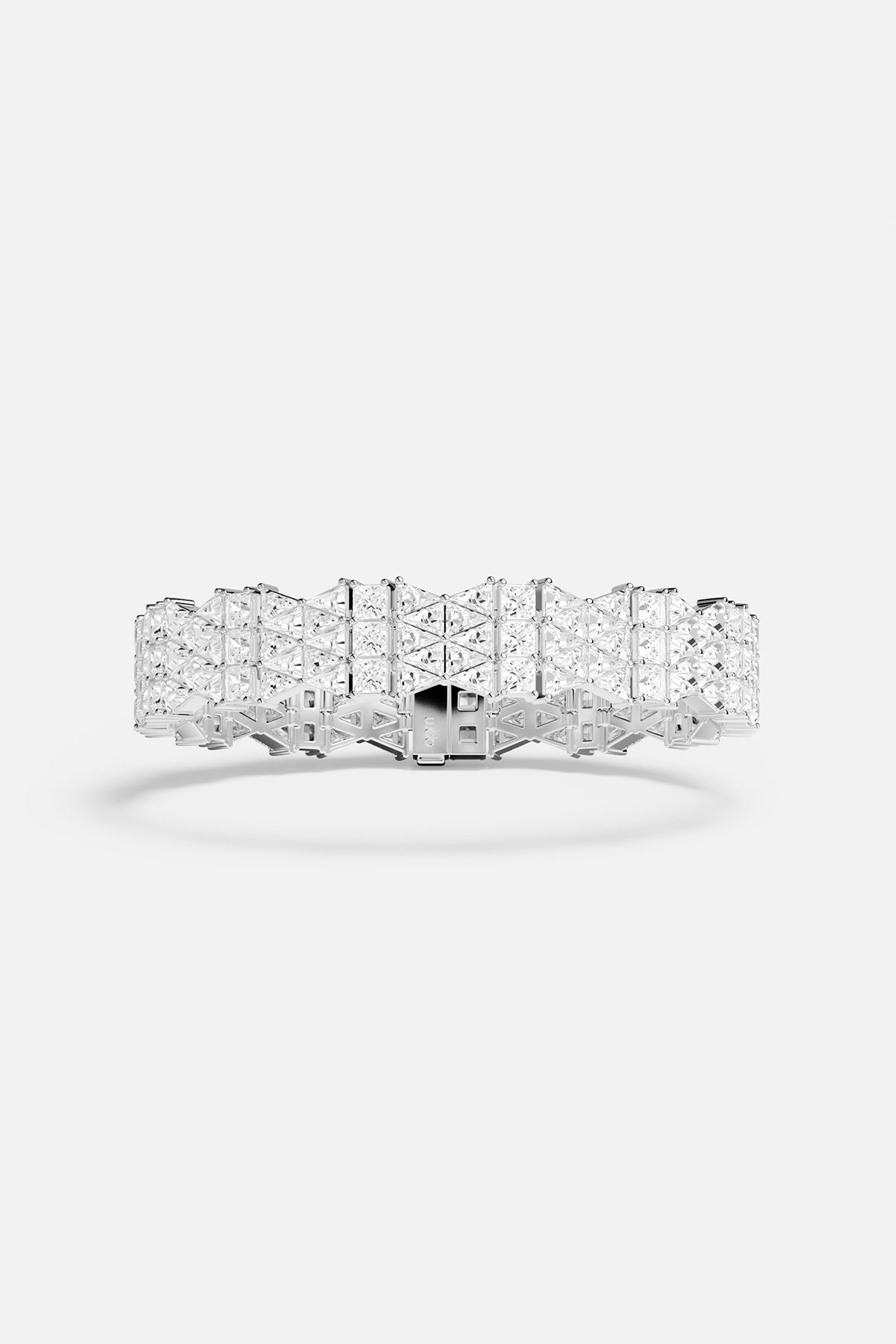 Zirconia bracelet with a geometric design on a white background