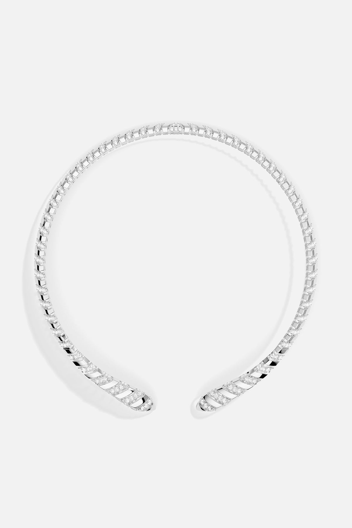 Silver-tone choker on a light gray background