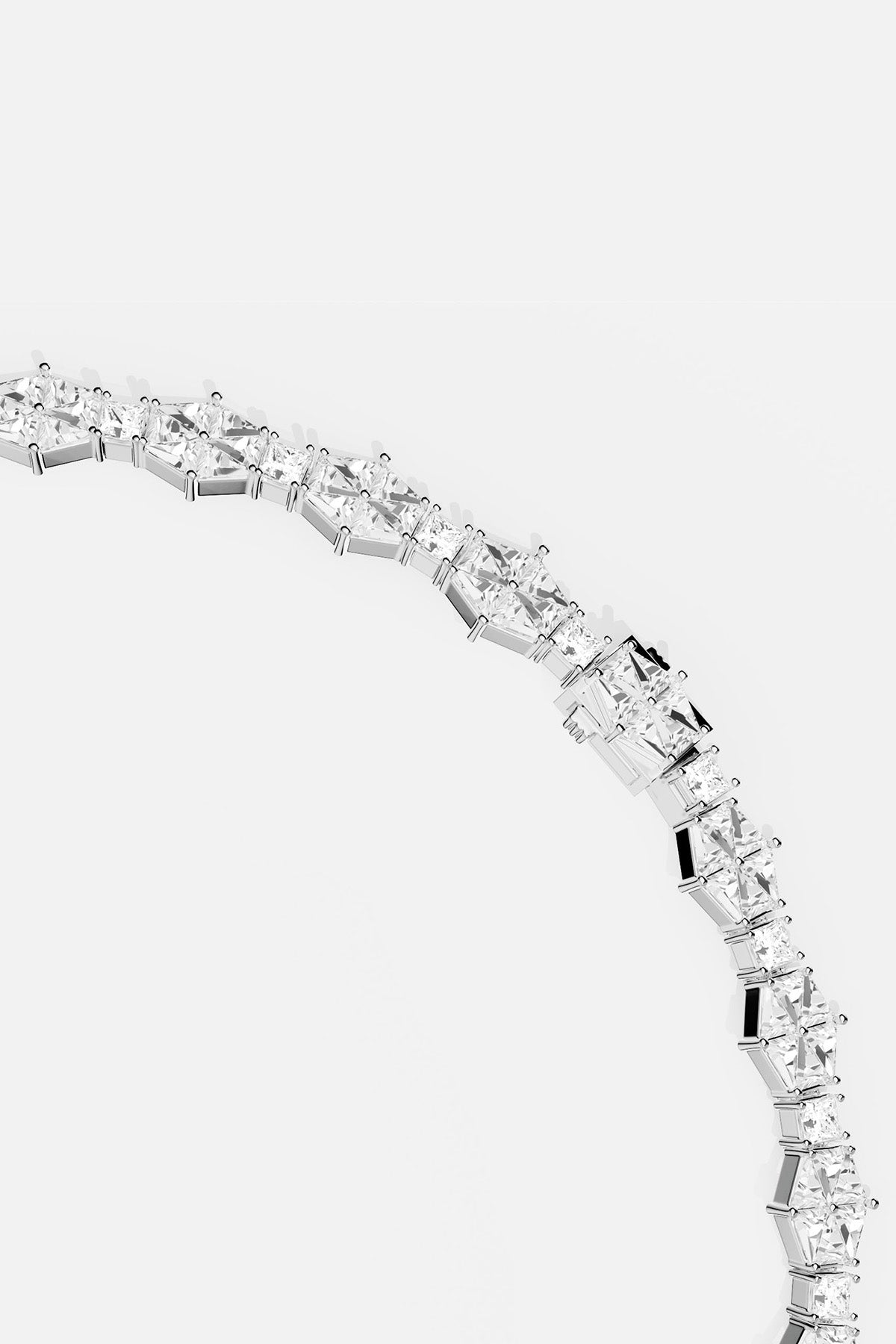 Art Deco Statement Pavé Choker - APM Monaco. Silver tone necklace with clear stones on a white background