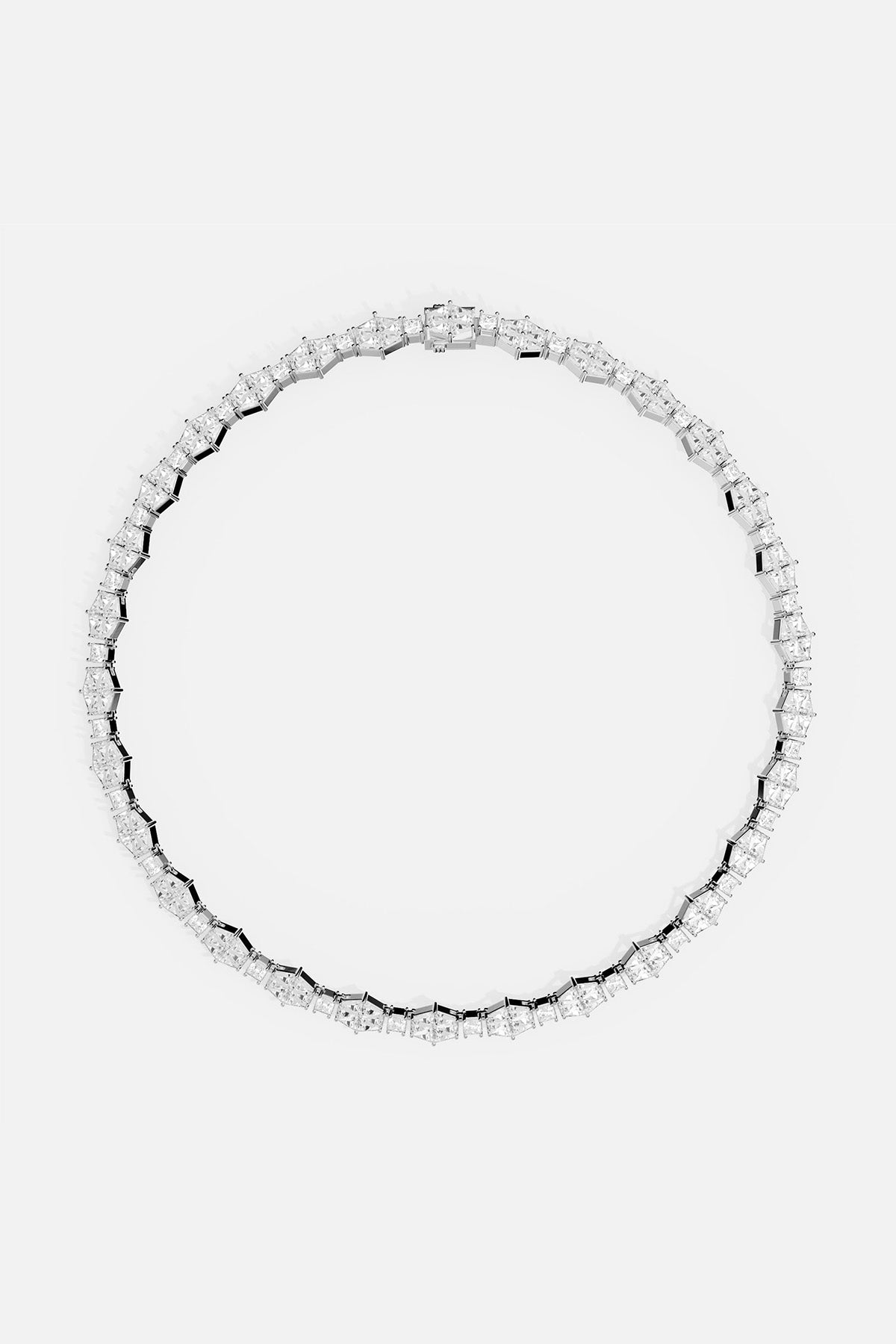 Art Deco Statement Pavé Choker - APM Monaco. Silver tone necklace with clear stones on a white background