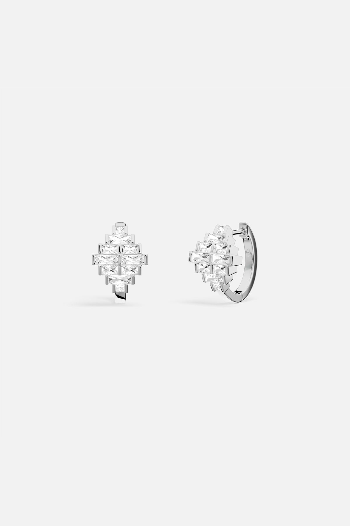 Art Deco Hoop Earrings in silver tone- APM Monaco