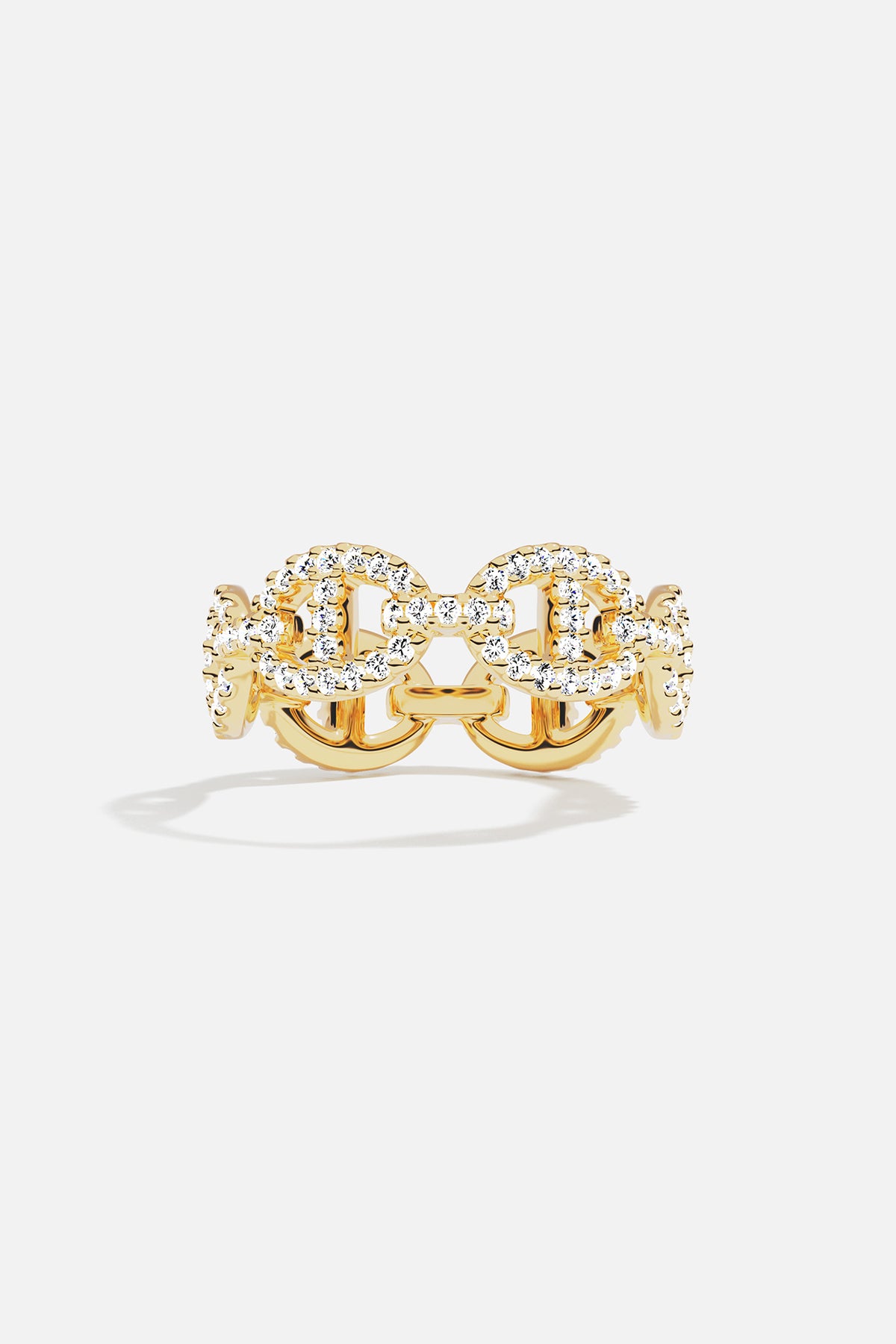 Ring APM Monaco maille marine ring in yellow gold tone with pavé diamond accents.