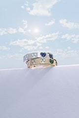 Green & White Heart Ring