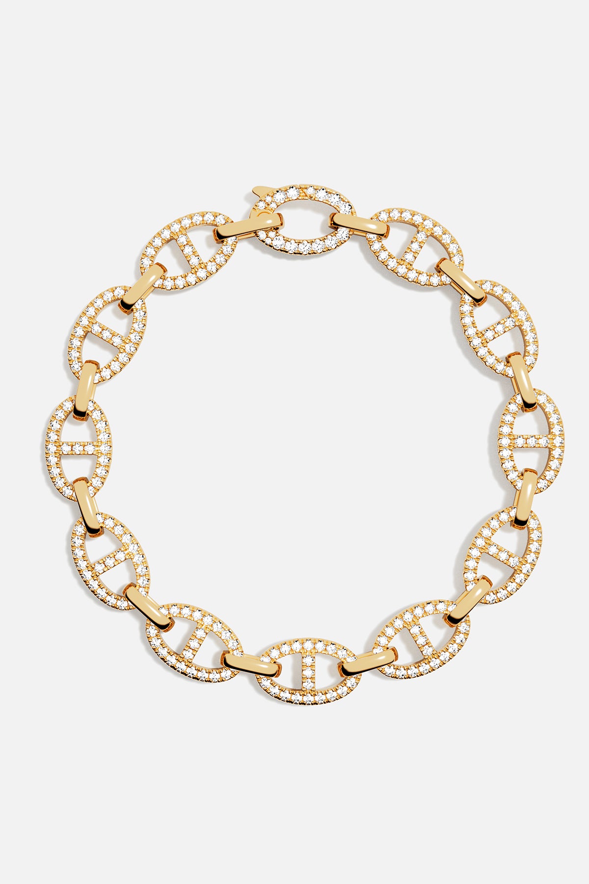 Bracelets APM Monaco: yellow gold chain link bracelet with pavé white diamonds.