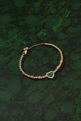 Malachite Heart Adjustable Bracelet with Beads
