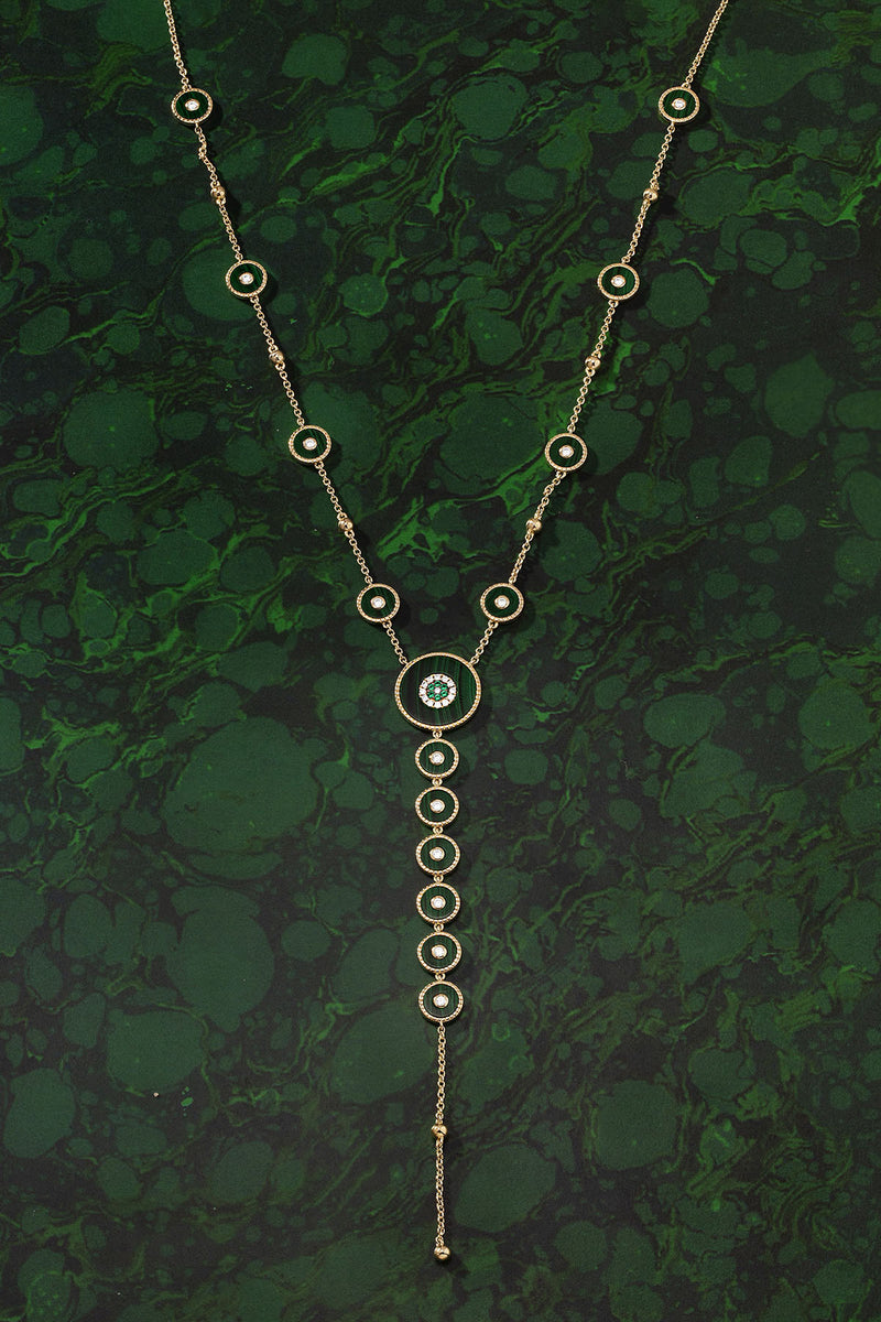 Malachite Y-Drop Adjustable Necklace