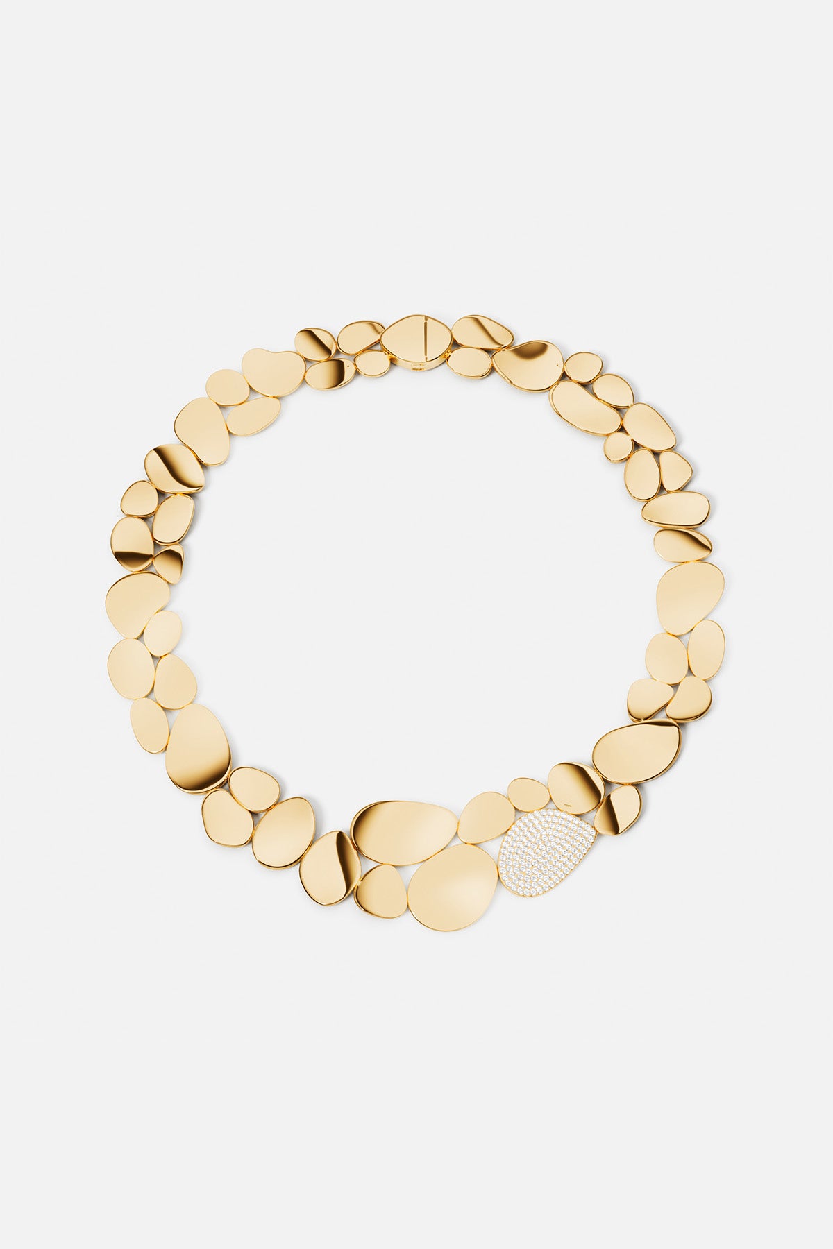 Necklaces APM Monaco: gold-tone pebble-link galet choker with pavé diamond detail.