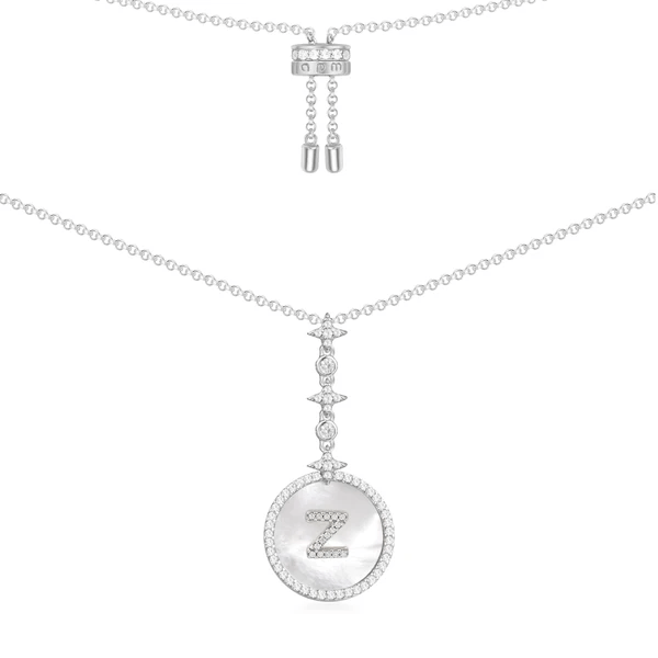 Necklaces APM Monaco chain necklace with a circular pendant featuring a nacre background and a silver Z.