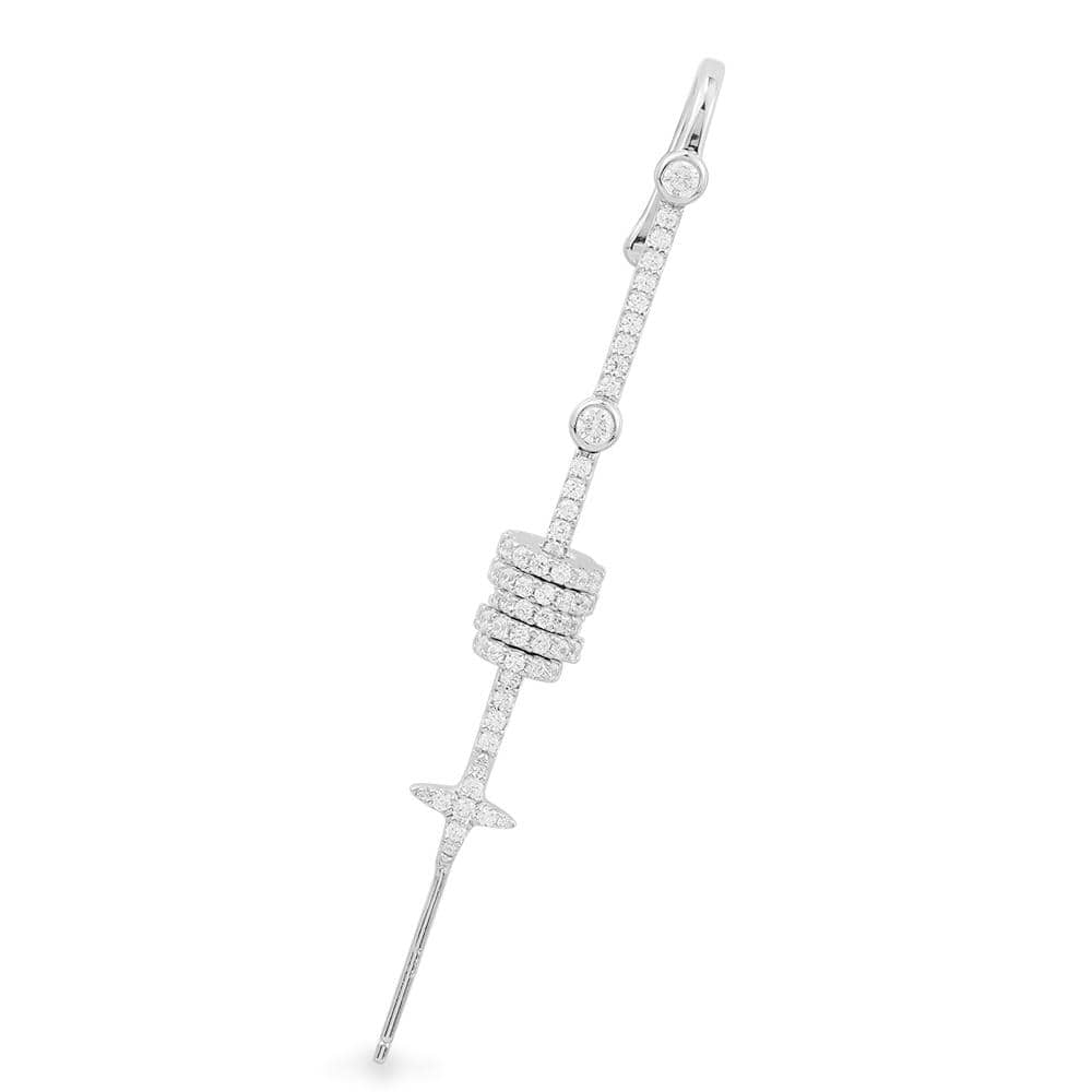 Mono-Stab-Ohrring mit beweglichen runden Elementen – Silber