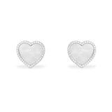 White Nacre Heart Stud Earrings