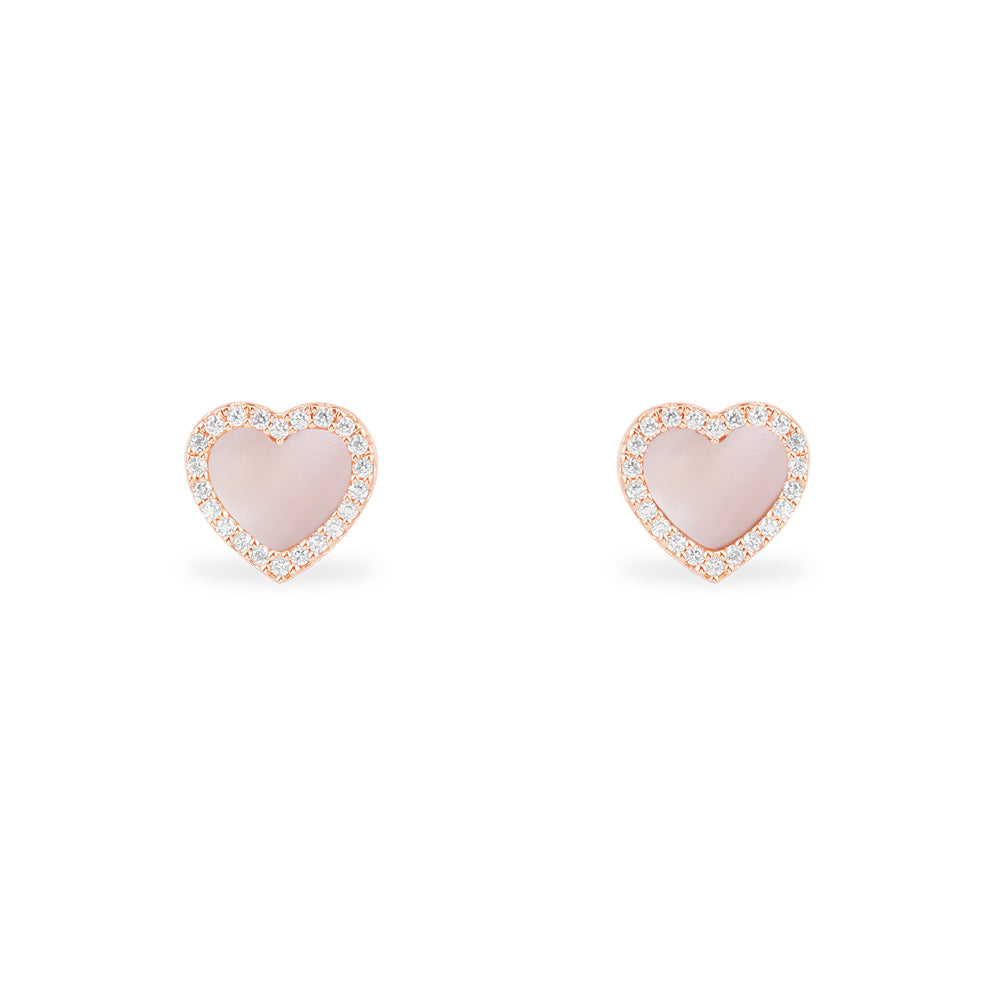 Pink Nacre Heart Stud Earrings | APM Monaco