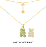 調整可能Baby Wonderland Yummy Bear（クリップ）ネックレス - シルバー