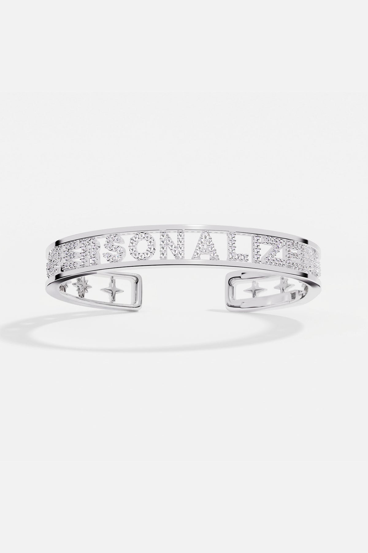 APM Personalized Cuff, a rhodium finish statement sparkling with quiet confidence.