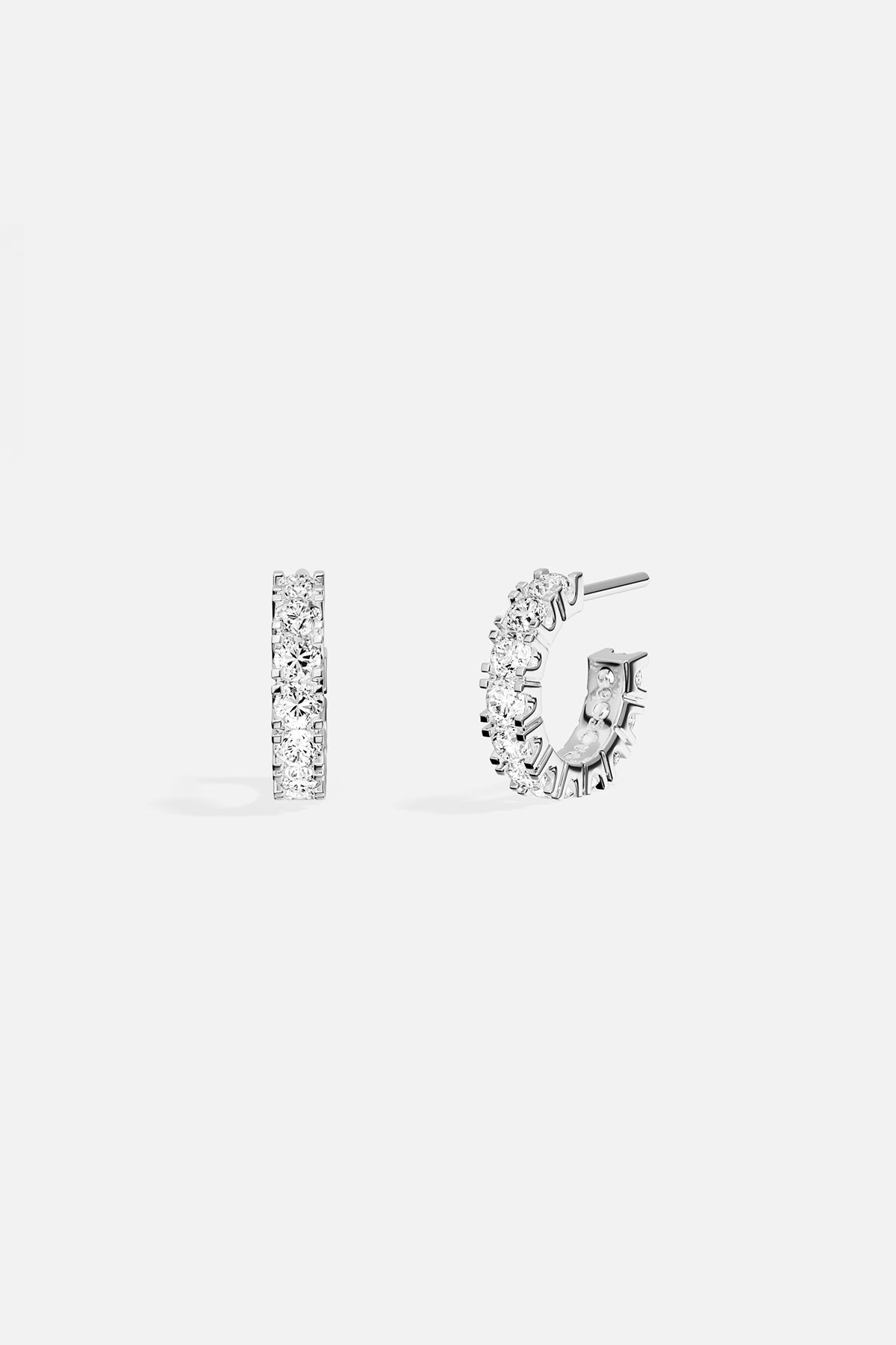 APM Hoop Earrings, radiant sparkle in a rhodium finish, effortlessly luminous.