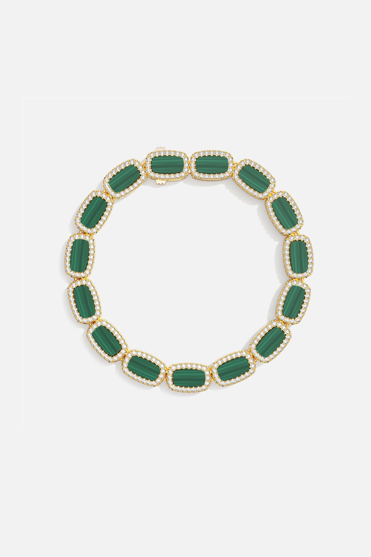 APM Bracelet in gold color, radiant green stones for timeless elegance.
