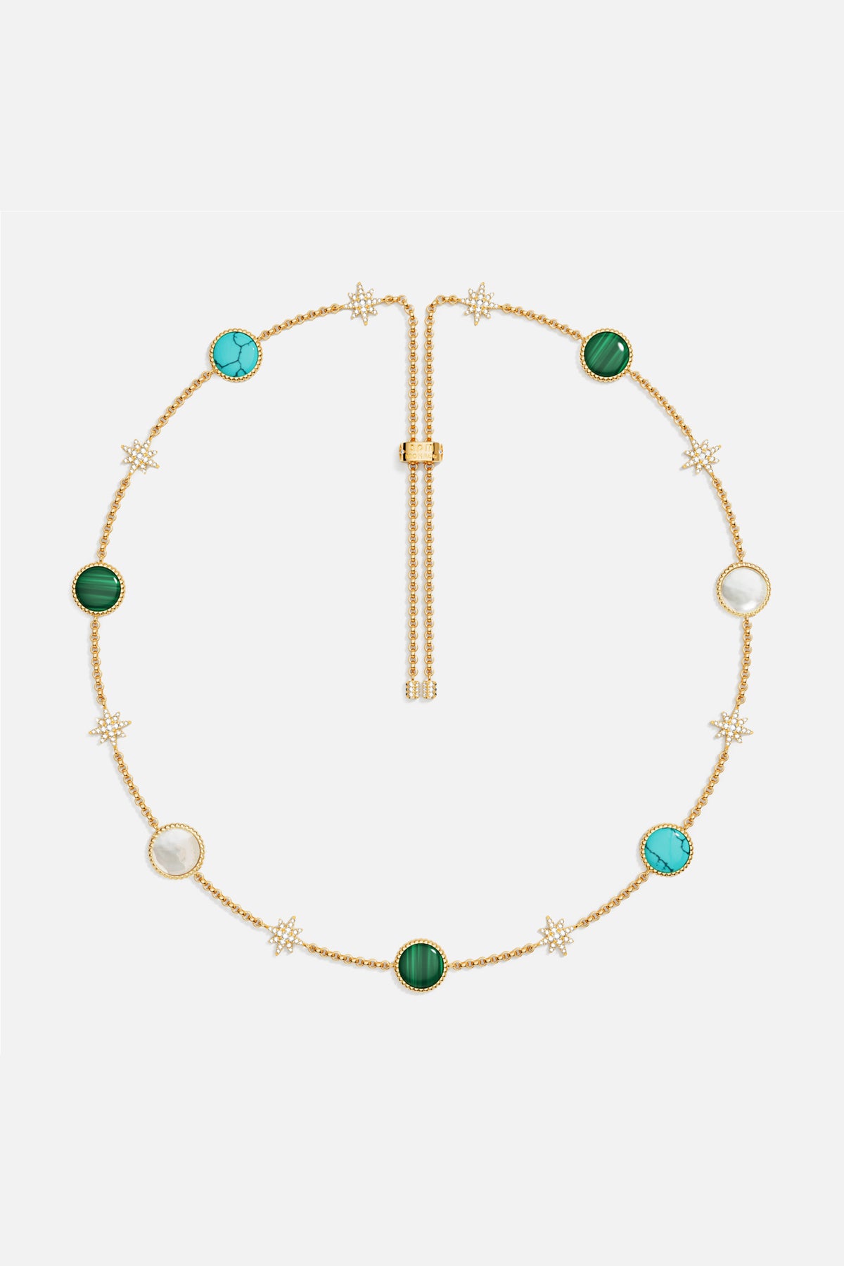APM Monaco necklace, a celestial dance of stars and ocean-hued colors.