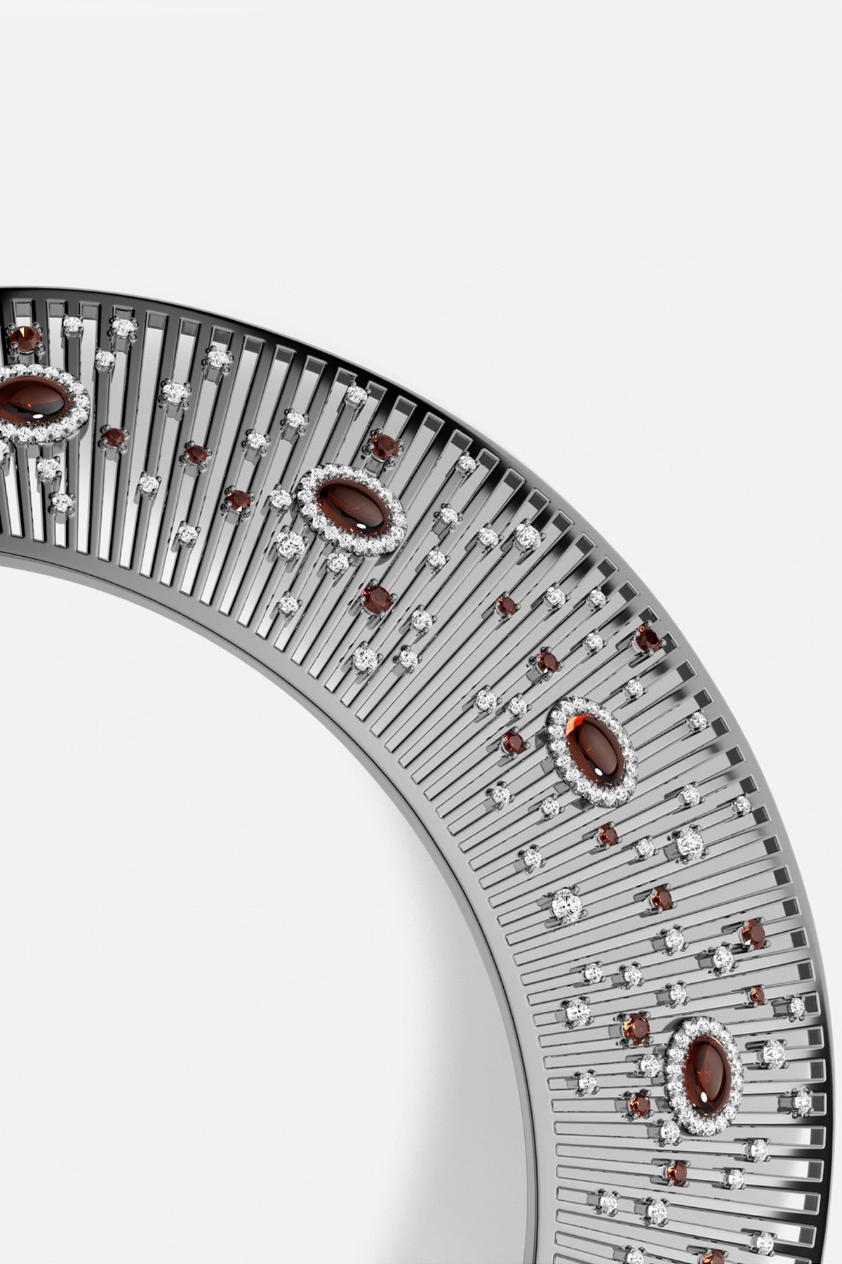 APM Monaco bracelet in rhodium finish, scattered with deep red constellations.