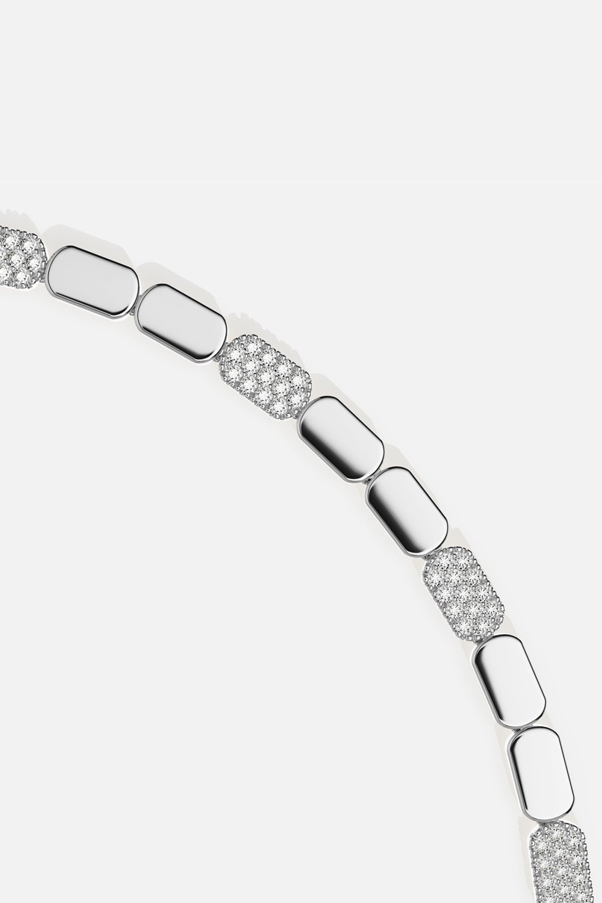 APM Bracelet in rhodium finish, sleek links glowing with modern elegance.