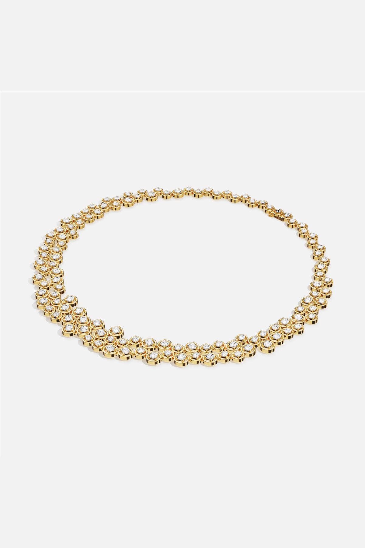 APM Necklace in golden color, a radiant cascade of timeless sparkle.