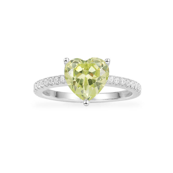 Herzförmiger grüner Ring – Silber