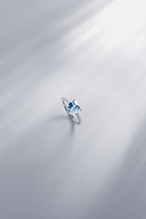 Herzförmiger blauer Ring – Silber