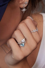 APM Monaco Blue Heart Ring in Silver