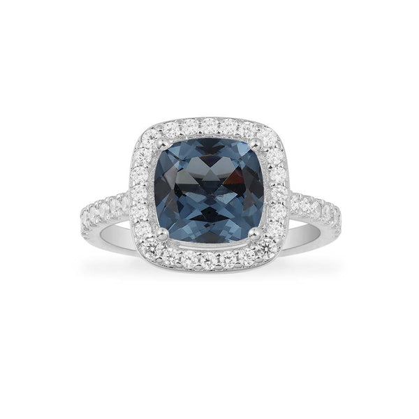 Blauer quadratischer Pavé-Ring