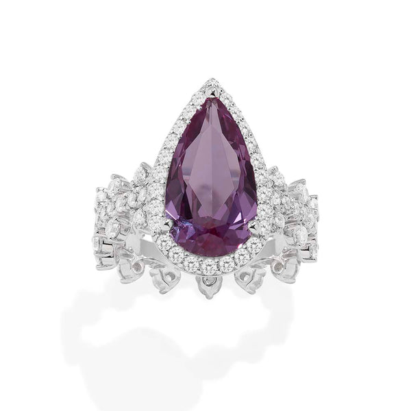 Purple Drop Pavé Ring