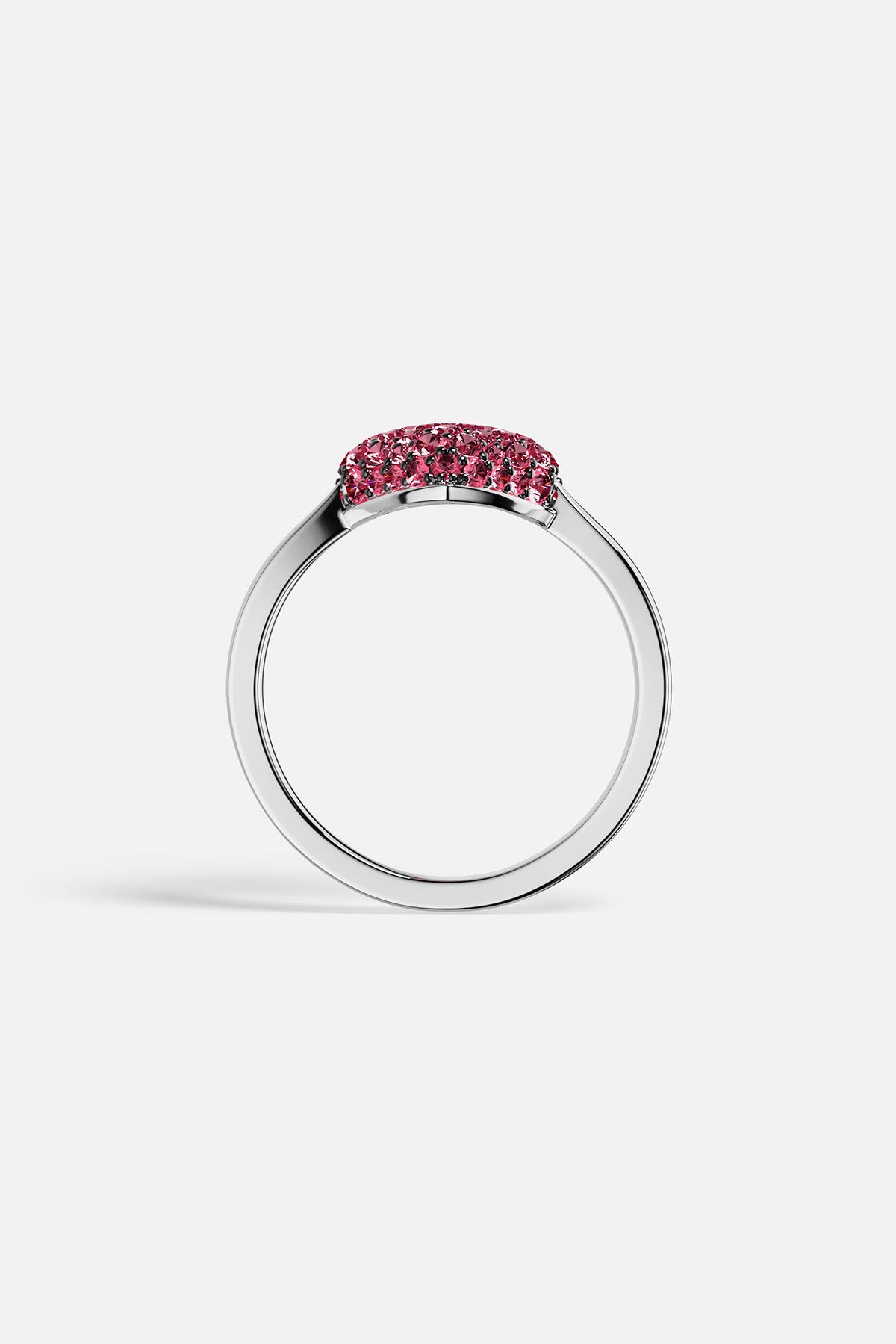 APM MONACO heart-shaped ring in silver with fuchsia stones