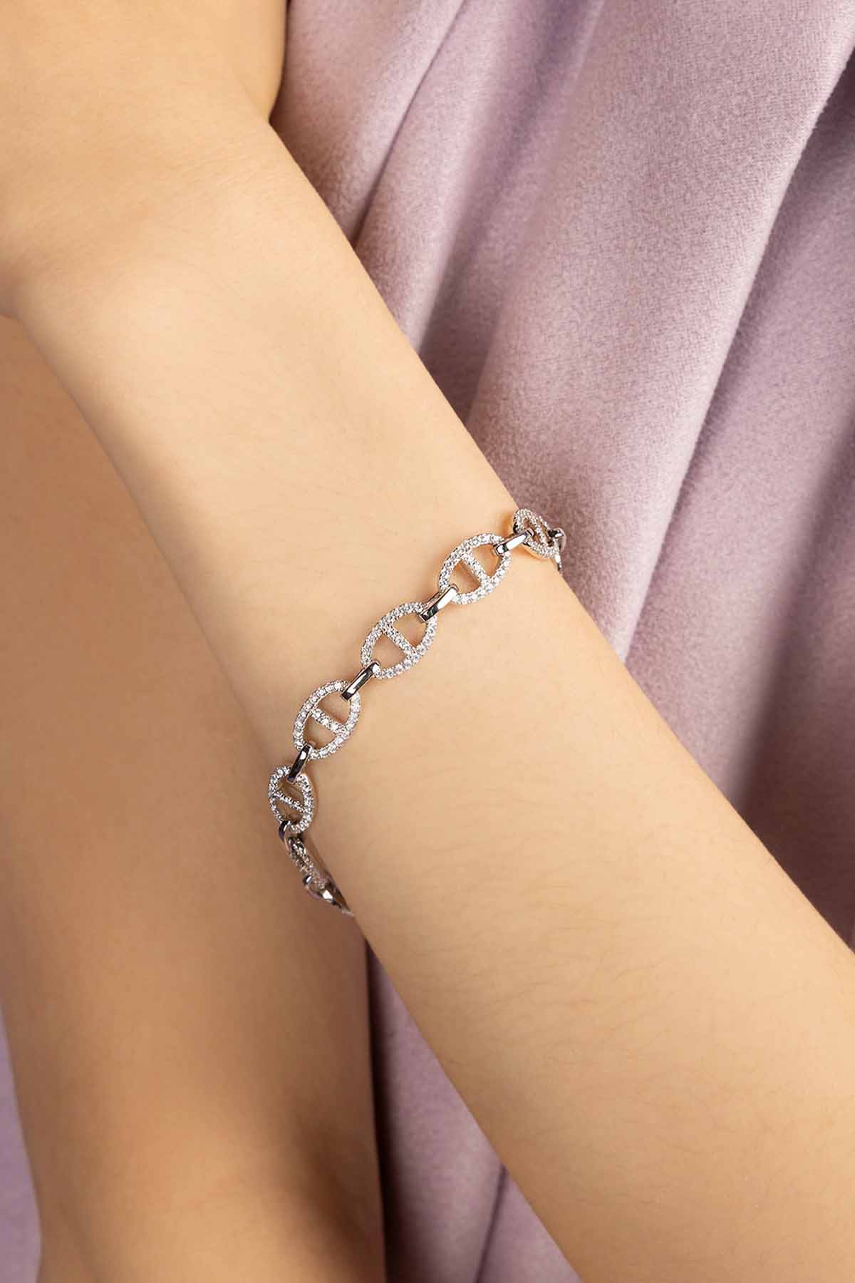Cupimatch Bracciale Donna In Acciaio Inox Magnetico - Catena Argento Con Chiusura Magnetica - Regalo Per Compleanno, Natale